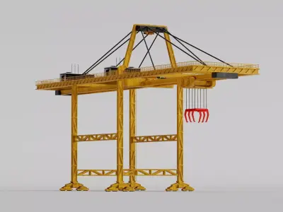 Industrial Port Crane Gantry Machinery Construction Pack PBR 3D model