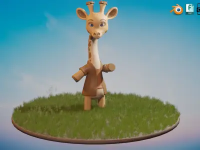 Stylized Standing Toon Giraffe Low-poly 3D model