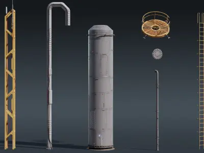 Sci-Fi Building 003 Industry-PBR Low-poly 3D model