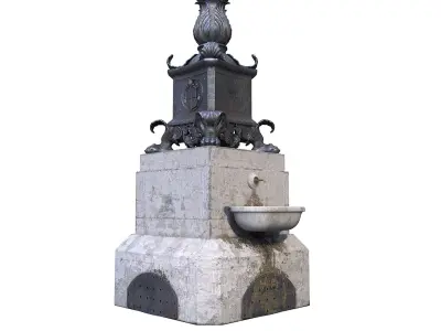 Decorate Lamppost Fountain Vatican 3D model
