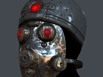 Gas mask helmet 3d model scifi Low-poly Low-poly 3D model get
