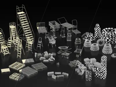 101 Warehouse Props Low-poly 3D model