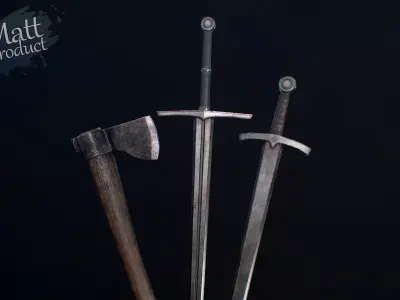 Medieval Simple Weapons Low-poly 3D model