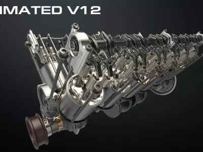 V12 Engine Working Animated 3D model