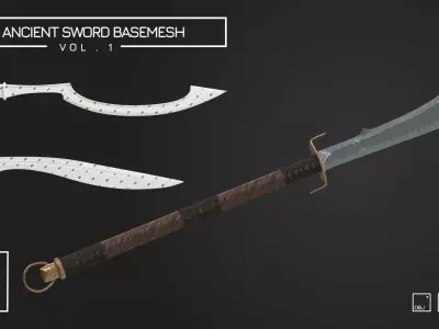 40 Ancient Sword Basemesh Vol1 Low-poly 3D model