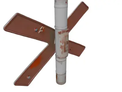 Rusty Railroad Crossing Sign 3D model