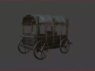  Old Wooden Cart 3D Model 3D model