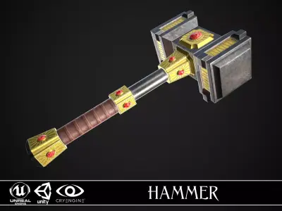 Fantasy Hammer 03 Low-poly 3D model