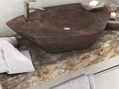 Stone rock washing bathroom 3D model