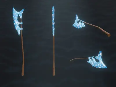 15 water elemental weapons - medieval - fantasy VOL 01 Low-poly 3D model