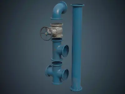 Industrial Pipes 5B Low-poly 3D model