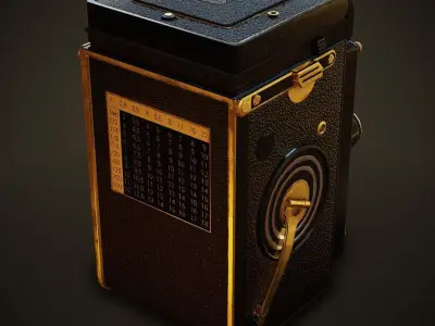 PBR Rolleiflex Camera Low-poly 3D model