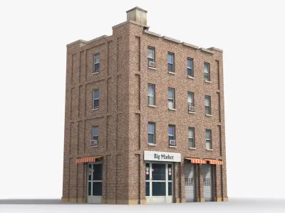 Apartment Building x3 Low-poly 3D model