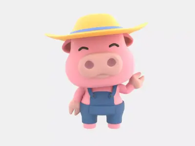 Cute Pig 3D Illustration 3D model 4