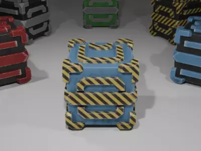 Low Poly Sci-fi Cube Crate Low-poly 3D model