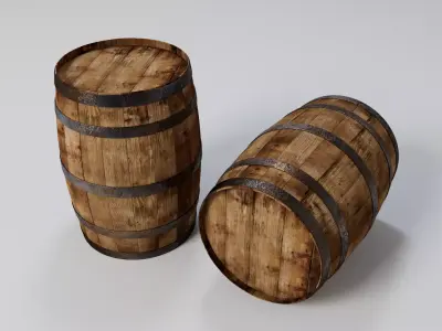 Wooden Barrels 3D model purchase