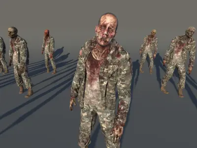 Zombie Army 3 Low-poly 3D model