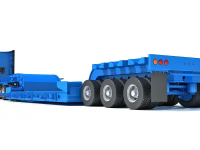 Truck with Lowboy Trailer 3D model purchase