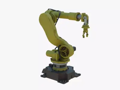Industrial Robot Arm Yellow Rusty Low-poly 3D model