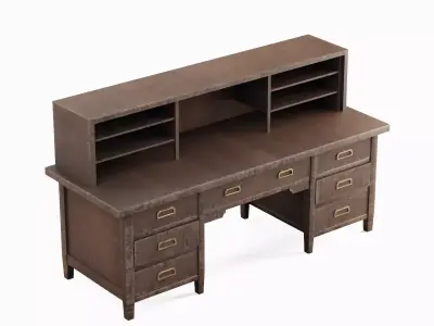 Antique Wooden Desk 01 Low-poly 3D model