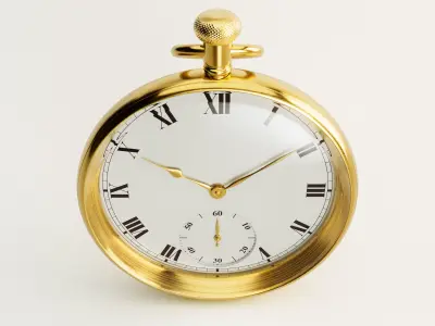 Gold Pocket Watch 3D model