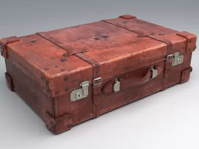 Old Leather Suitcase 3D model
