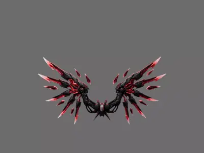 Crimson Shattered Wings 3D Model - Sci-Fi Mech Low-poly 3D model