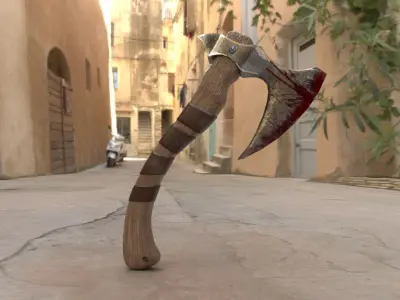 Battle Axe Low-poly 3D model 19