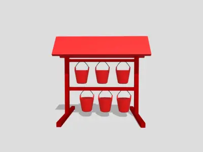 Fire sand bucket red  Low-poly 3D model