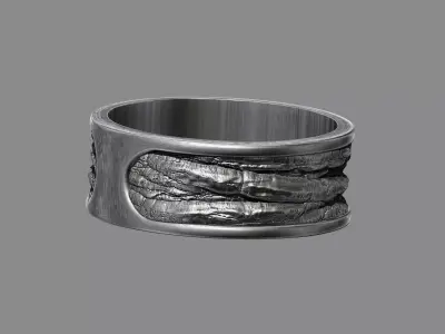 Tree Bark Ring - Organic Jewelry v2 3D print model