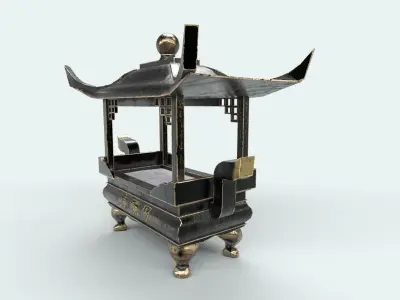 temple-square-censer chinese pagoda Low-poly 3D model