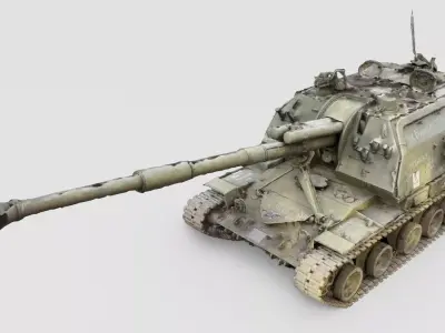 Destroyed 2S19 Msta 152 mm self-propelled howitzer M1990  3D model purchase