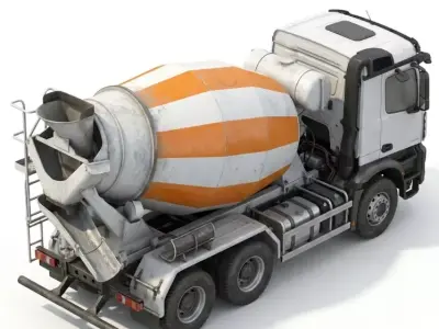 Heavy Industrial Concrete Mixer Truck 3D Model Low-poly 3D model