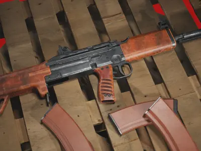 TKB 0146 3D model soviet bullpup rifle low poly  Low-poly 3D model