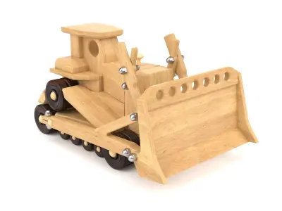 Wooden toy bulldozer 08 3D model