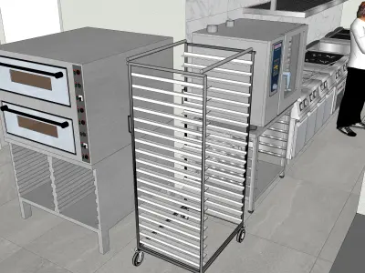 Commercial Airport Burger Kitchen Shop 3D model