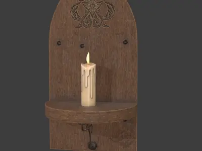 Medieval Wall Candle Holder  Low-poly 3D model