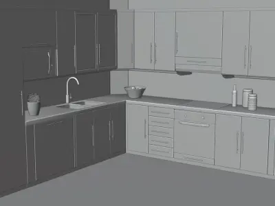 Modern Interior 3D Kitchen Iron Style 3D model