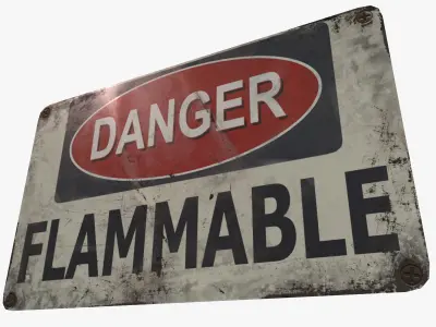 Sign Danger Flammable Game Ready PBR Textures 3D model Low-poly 3D model