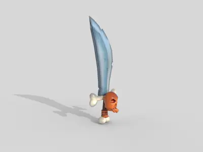 stylized axe Low-poly 3D model 14