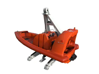 Rescue boat with a crane 3D model