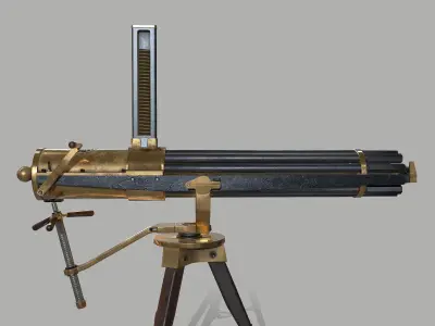 Gatling gun Low-poly 3D model purchase
