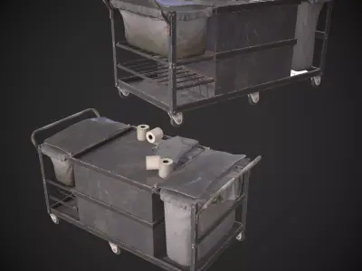 Cleaning Cart Low-poly 3D model purchase
