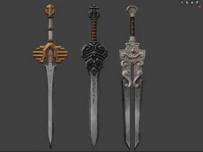 Swords Set sword Low-poly 3D model