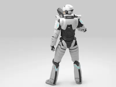 sci fi cap   rigged character 3D model