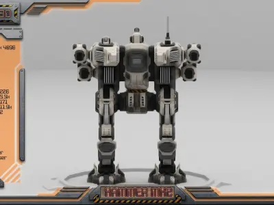 Hammer MK2 BattleMech Low-poly 3D model