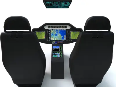 Aircraft Control Panel and Pilot Seats 2 3D model