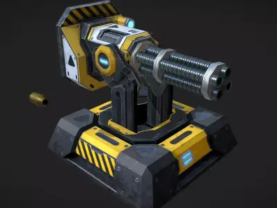 Turret Minigun Low-poly 3D model