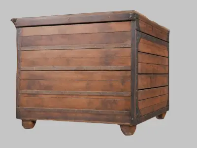 wooden Box medieval Low-poly 3D model