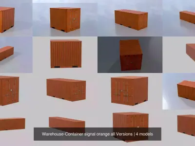 Warehouse-Container signal orange all Versions 3D Model Pack